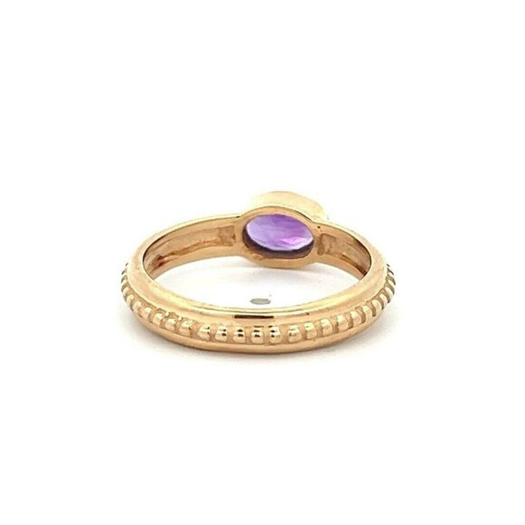 14K Yellow Gold & Oval Bezel Set Amethyst Size 6.25 Ring! 187 - Picture 5 of 6
